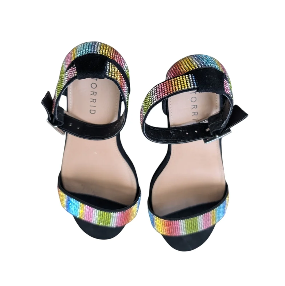 Torrid Clear heel Sandals with Beaded Straps Sz.7.5WW - Picture 7 of 7